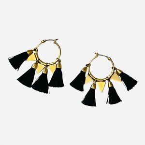 Madewell Gold and Black Tassel Earrings